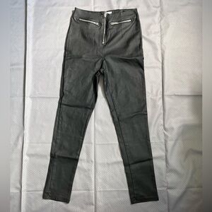 Princess Polly Faux Leather Flagstaff Pant | Black | 4